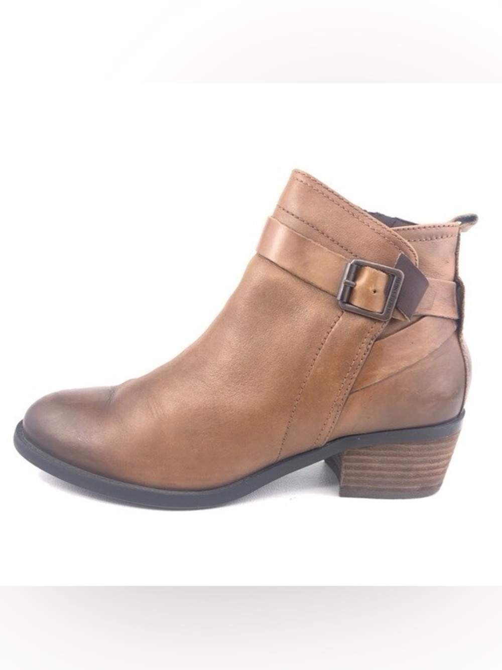 Vince Camuto Cognac Brown Leather Buckle Ankle Boots Size 8.5